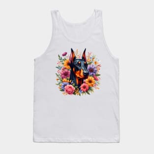 A doberman with beautiful colorful flowers Tank Top